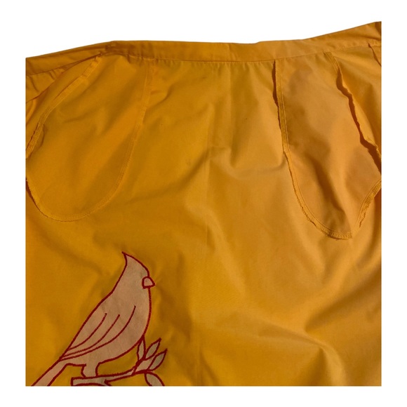 Vintage Caro-Nan Cardinal Red Bird Appliqué A-line Yellow Size Med Wrap Skirt - Picture 9 of 9